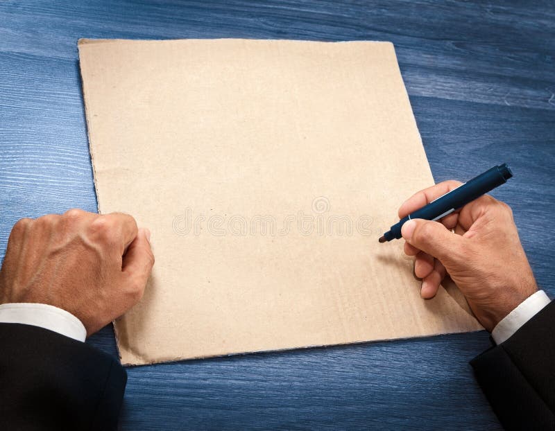 A man writes the text royalty free stock images