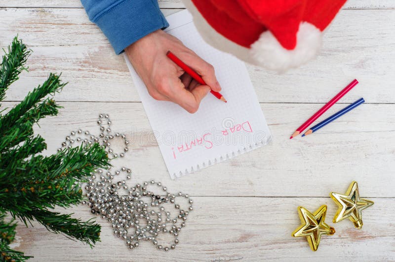 Man Writing Letter To Santa in Christmas Situation Stock Image - Image ...