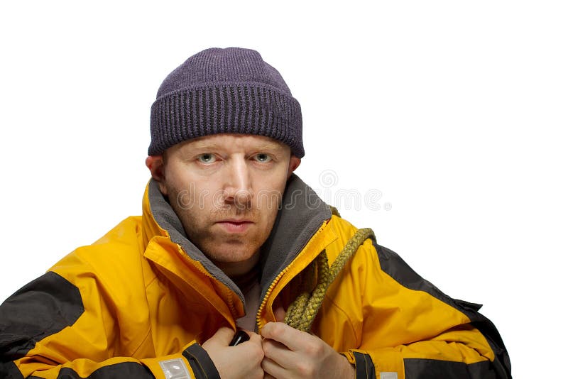 Man in yellow jacket stock photo. Image of 38112120