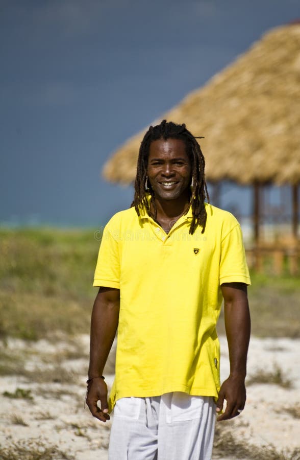 Man with yellow t-shirt in cuba