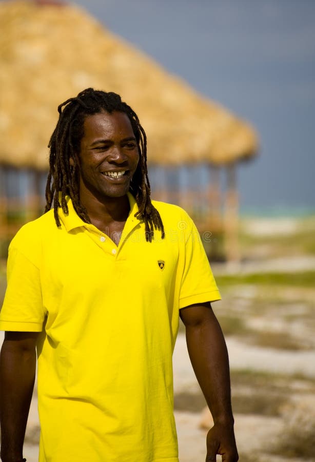 Man with yellow t-shirt in cuba