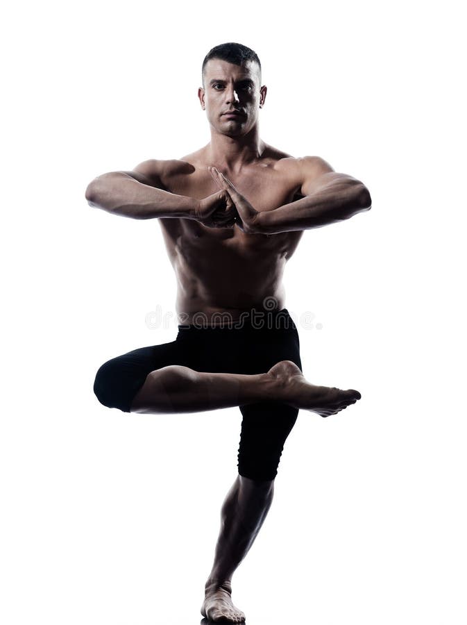 Man yoga balance Vriksha-asana the Tree Pose