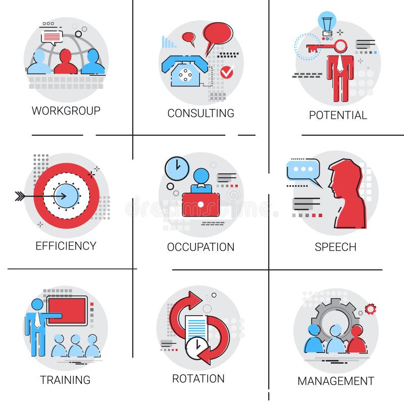 Management-Geschäfts-Team Leadership Icon Set Occupations-Training stock abbildung Management-Geschäfts-Team Leadership Icon Set Occupations-Training stock abbildung