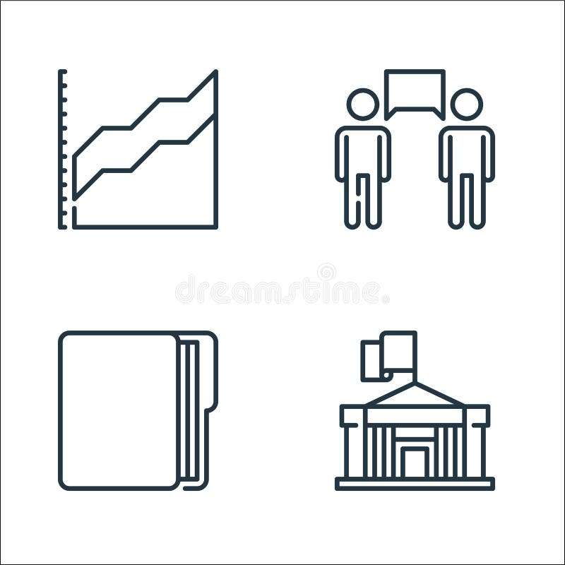 Management line icons. linear set. quality vector line set such as government, project, communication stock illustration
