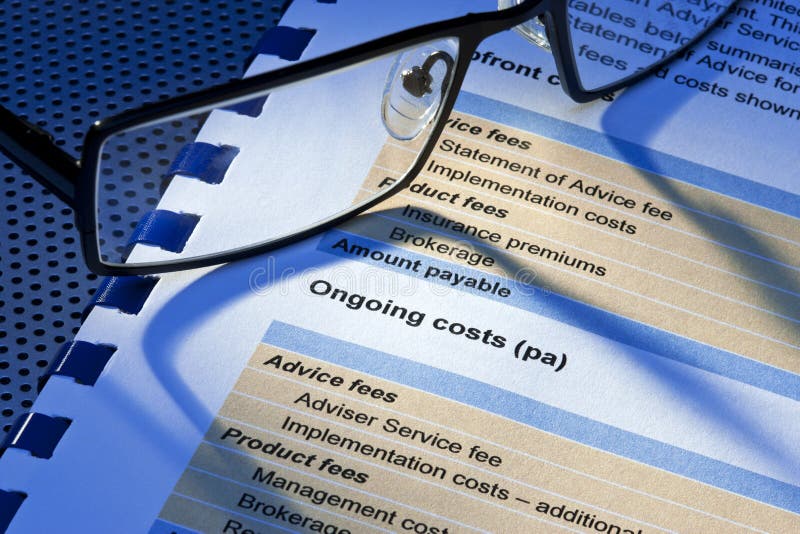 Management Service Fees Costs Statement stock images Management Service Fees Costs Statement stock images