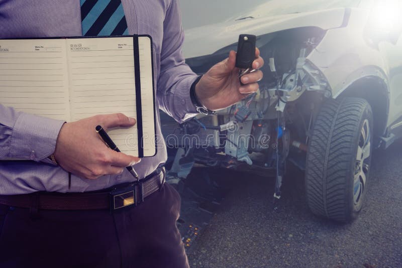 The Manager Accepts the Broken Car for Repair at the Car Dealership Stock Image Image of