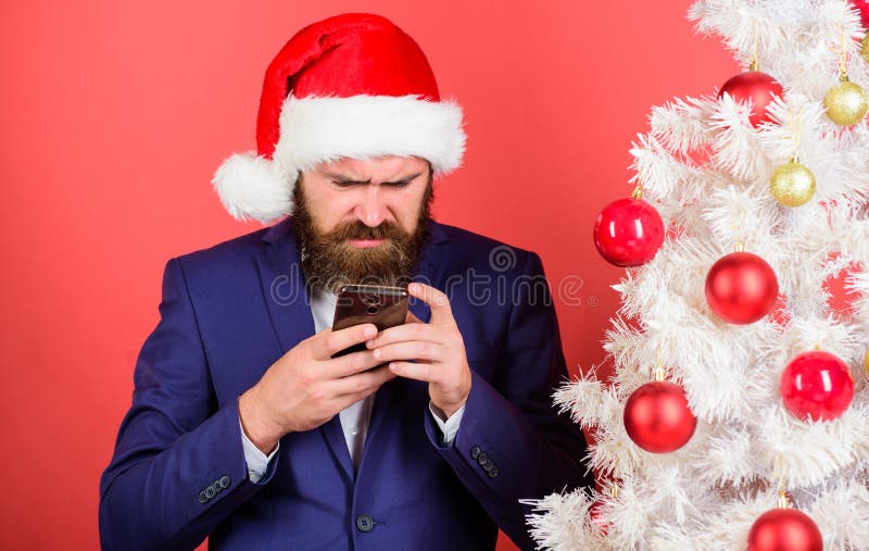 Manager Gratulieren Mobilen Aufruf Der Kollegen Machen Sie Weihnachtsmagie Mit Personifiziertem Anruf Von Sankt Weihnachtsanruf Stockfoto Bild Von Weihnachten Feiertage 199508692