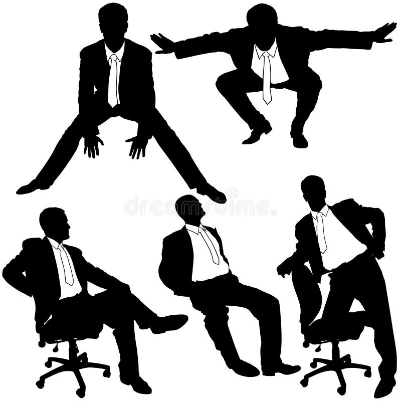 Manager in Bureau - Silhouetten royalty-vrije illustratie Manager in Bureau - Silhouetten royalty-vrije illustratie