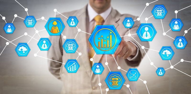Manager Collecting Cloud User Data In Network stock photography Manager Collecting Cloud User Data In Network stock photography