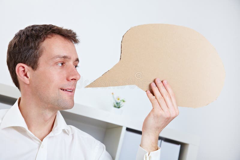 Manager holding comic speech royalty free stock images