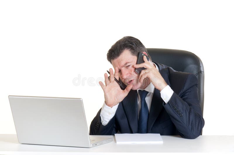 Manager with notebook at the phone stock photo Manager with notebook at the phone stock photo