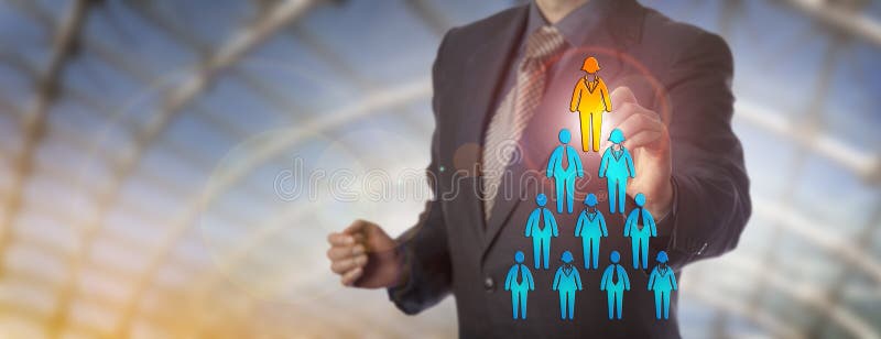 Manager Selecting Female Executive Atop Hierarchy