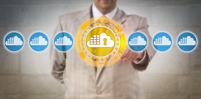 Manager Selecting The Only Secure Cloud Container stock photos