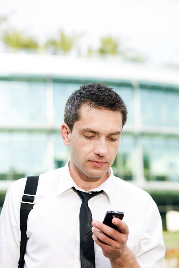 Manager speak on phone across office