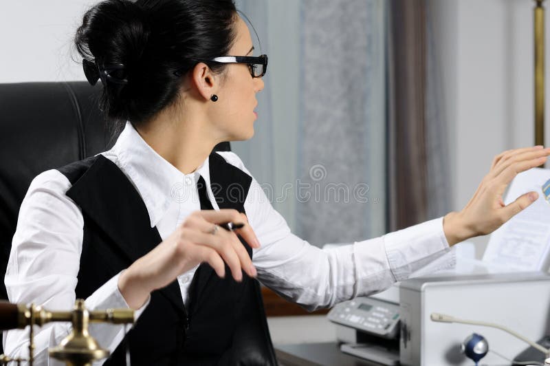 Manager woman printing