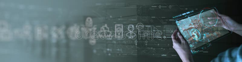 Manager worker using tablet on logistic network distribution and tracking delivery stock photography