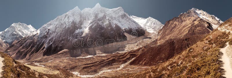 Manaslu mountain covered by snow