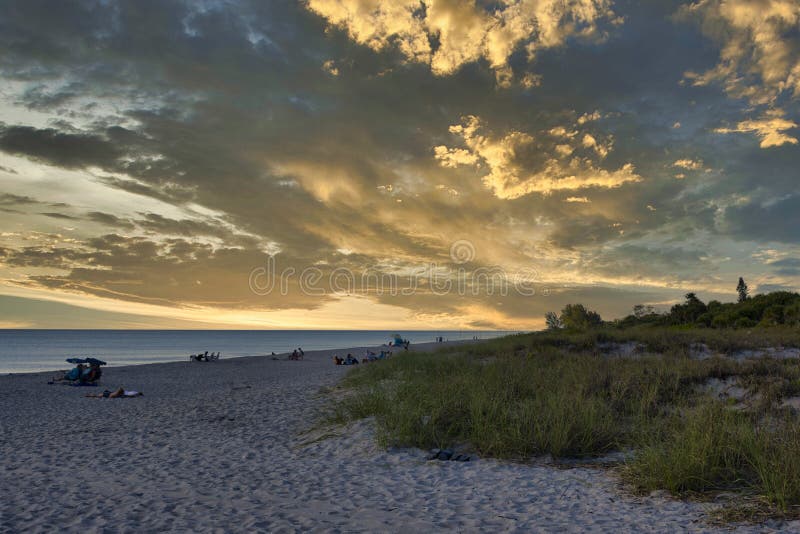 Manasota Key BeacSunset. Sunset at Manasota Key Beach in Englewood, Florida royalty free stock image