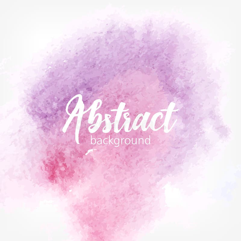 Mancha abstracta de la acuarela Colores en colores pastel púrpuras y rosados Fondo realista creativo con el lugar para el texto
