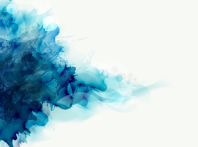 Mancha grande da aquarela azul espalhada ao fundo claro Composição abstrata para o projeto elegante