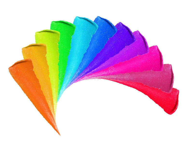Manchas coloridas do close-up da pintura no fundo branco fotografia de stock royalty free Manchas coloridas do close-up da pintura no fundo branco fotografia de stock royalty free