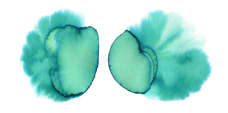 Manchas de color de agua con gradiente verde esmeralda brillante stock de ilustración