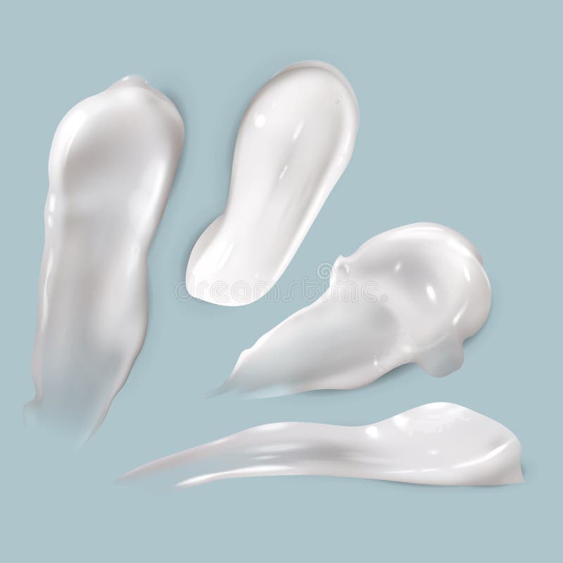 Manchas do creme Textura isolada do vetor da loção do produto do skincare da gota mancha lisa grossa cremosa branca cosmética rea ilustração stock Manchas do creme Textura isolada do vetor da loção do produto do skincare da gota mancha lisa grossa cremosa branca cosmética rea ilustração stock