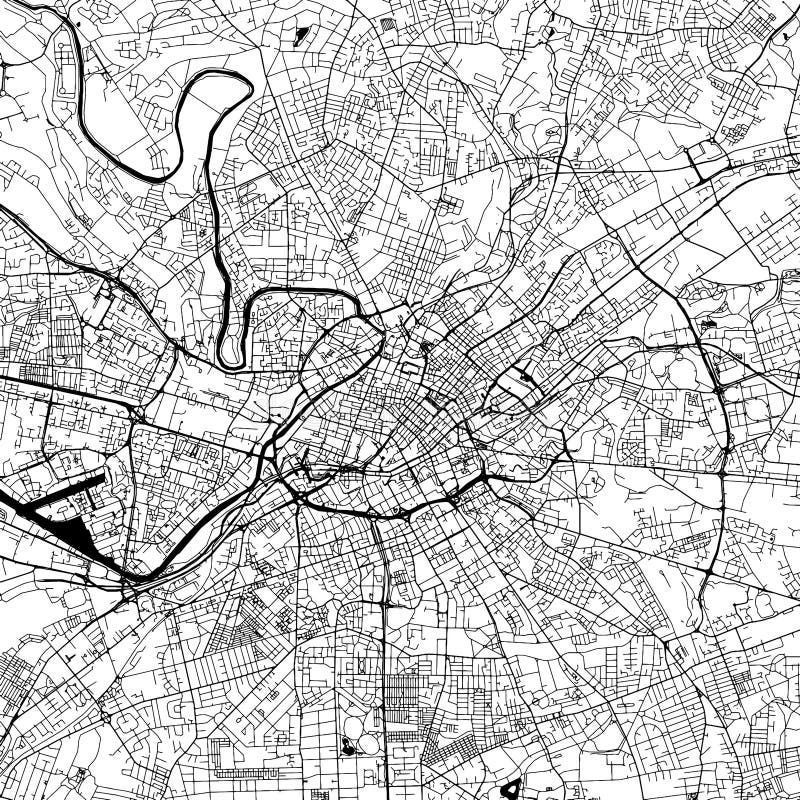 Manchester Downtown Vector Map Monochrome Artprint, Outline Version for Infographic Background, Black Streets and Waterways. Manchester Downtown Vector Map Monochrome Artprint, Outline Version for Infographic Background, Black Streets and Waterways