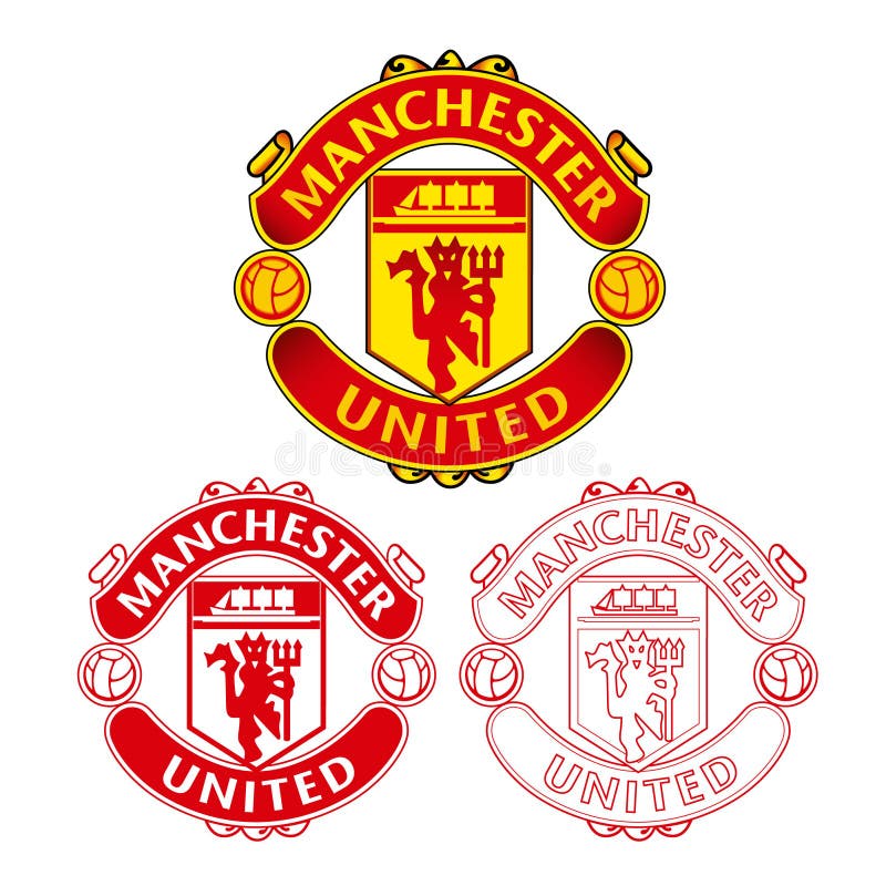 Manchester, England Feb 28, 2018: Vector illustration of Manchester United F.C. logo with flat design and sketch on white background. Manchester, England Feb 28, 2018: Vector illustration of Manchester United F.C. logo with flat design and sketch on white background