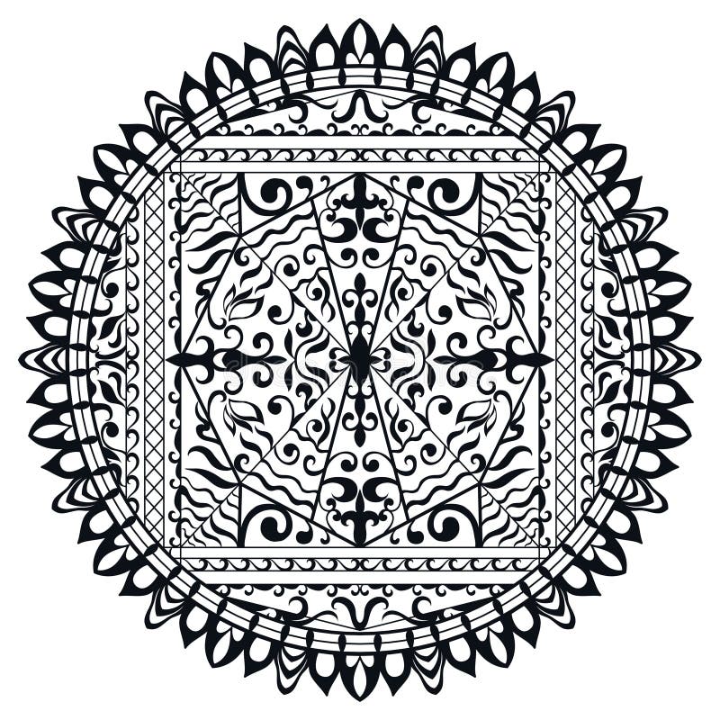 Mandala in bianco e nero, ornamento etnico tribale illustrazione vettoriale Mandala in bianco e nero, ornamento etnico tribale illustrazione vettoriale