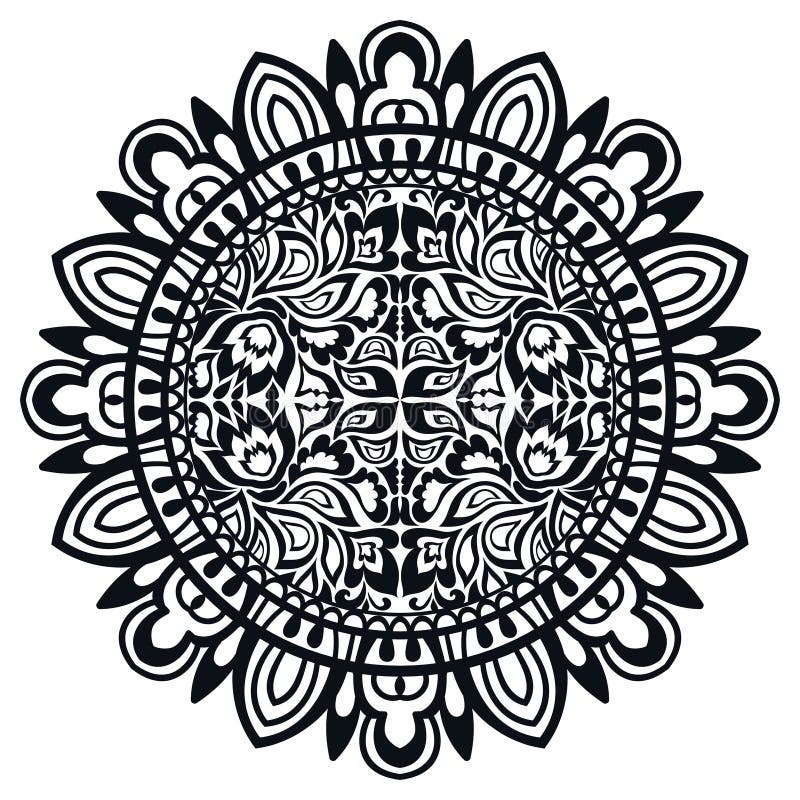 Mandala in bianco e nero, ornamento etnico tribale illustrazione di stock Mandala in bianco e nero, ornamento etnico tribale illustrazione di stock