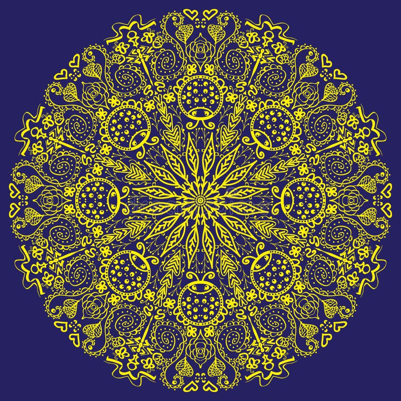 Mandala in blue background stock illustration