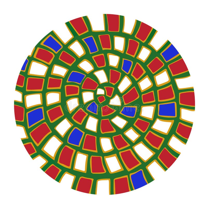 Mandala branca vermelha verde do estilo do japanistics da onda ilustração do vetor Mandala branca vermelha verde do estilo do japanistics da onda ilustração do vetor