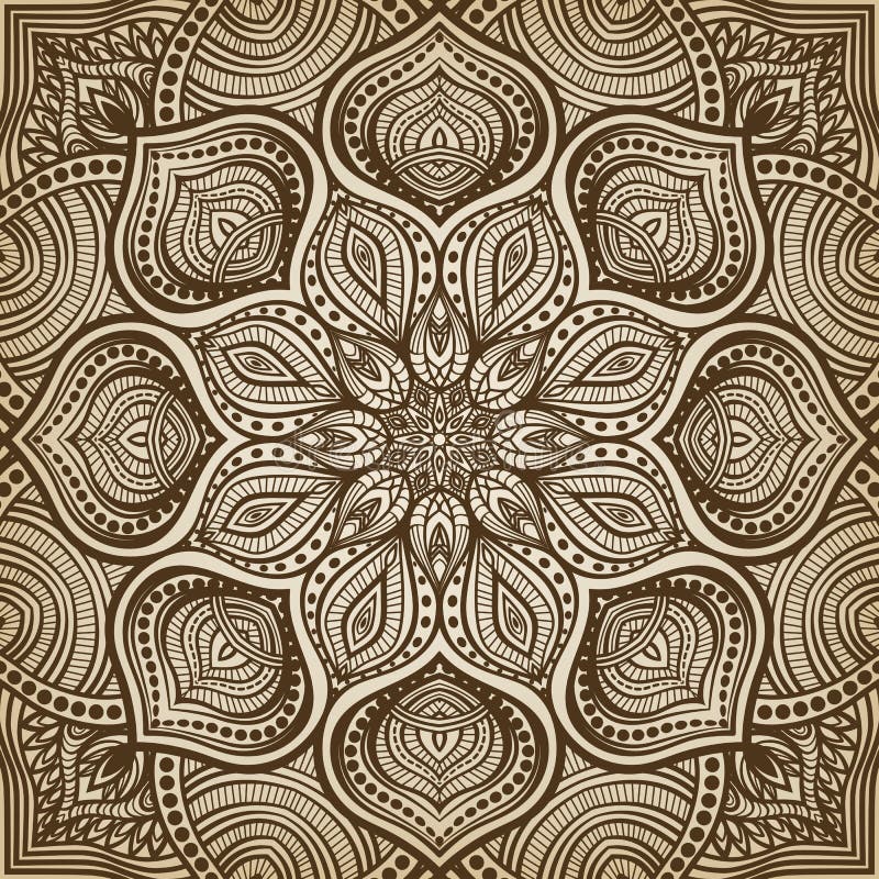 Mandala. brown circular pattern background