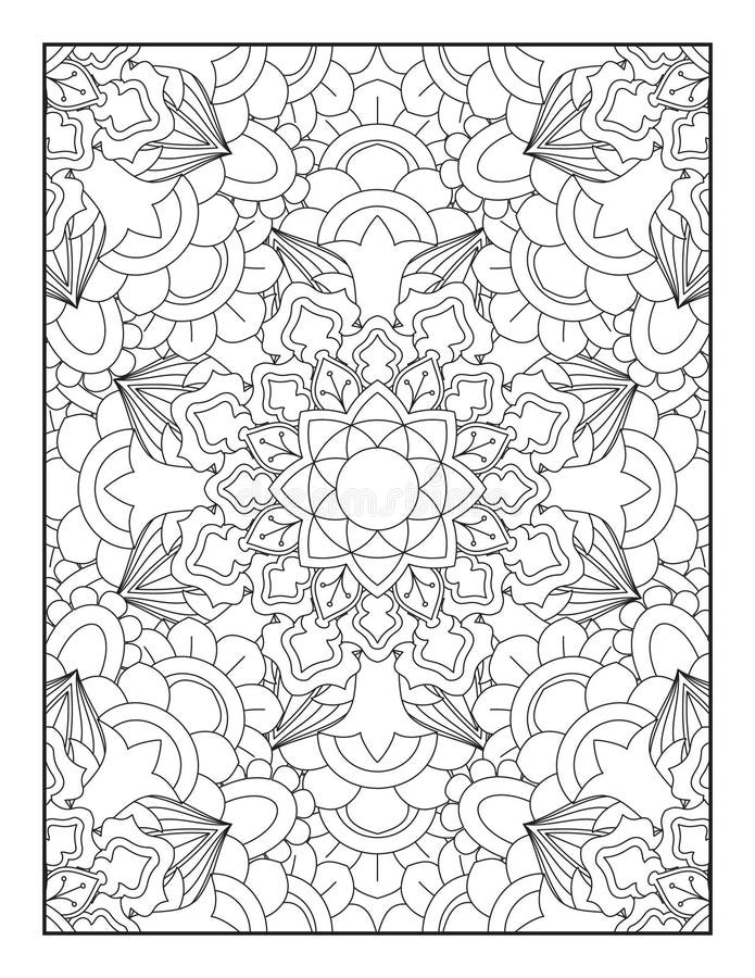 Mandala Coloring Page for Adult Stock Illustration - Illustration of ...