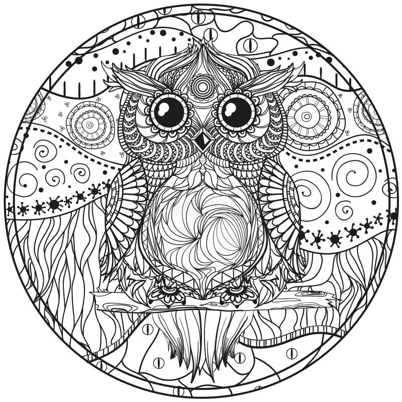 stock de ilustración mandala con el búho image