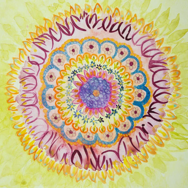 Mandala con las llamas soleadas ilustración del vector Mandala con las llamas soleadas ilustración del vector