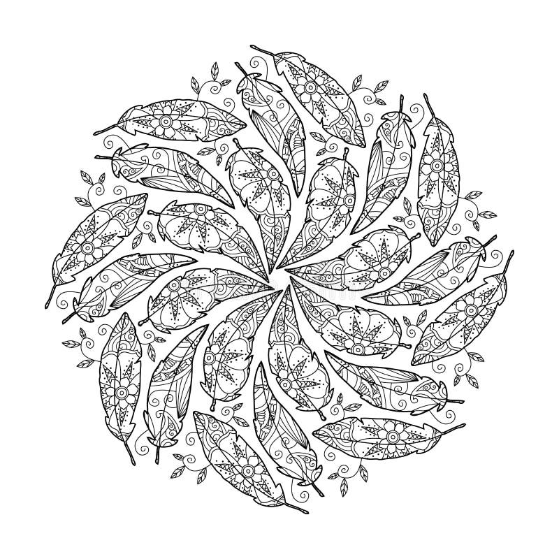 Mandala de plume de vintage illustration libre de droits Mandala de plume de vintage illustration libre de droits