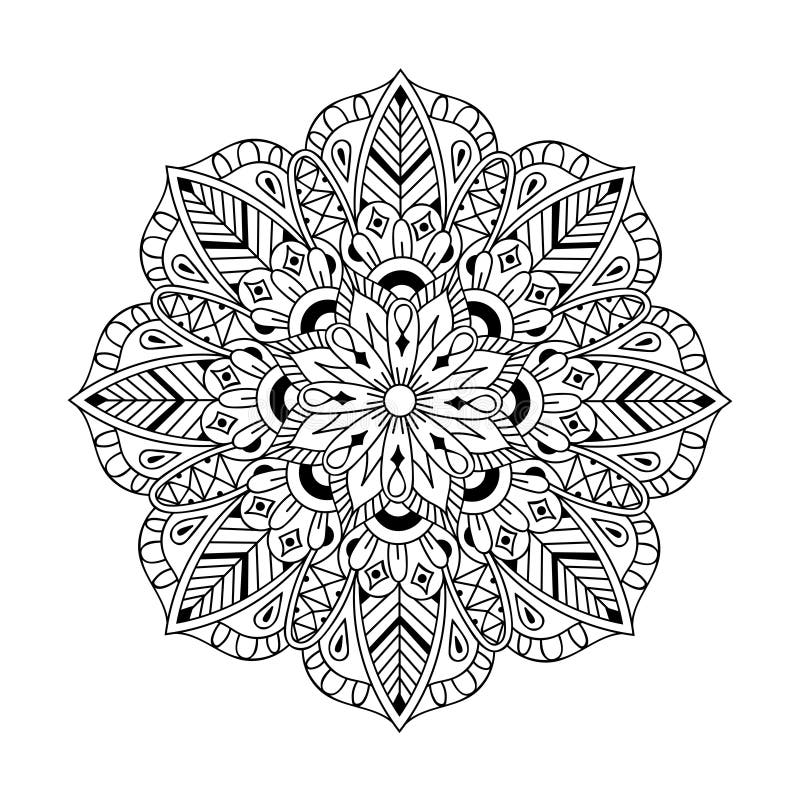 Mandala de Zentangle no estilo monocromático da garatuja Vetor desenhado mão ilustração do vetor Mandala de Zentangle no estilo monocromático da garatuja Vetor desenhado mão ilustração do vetor