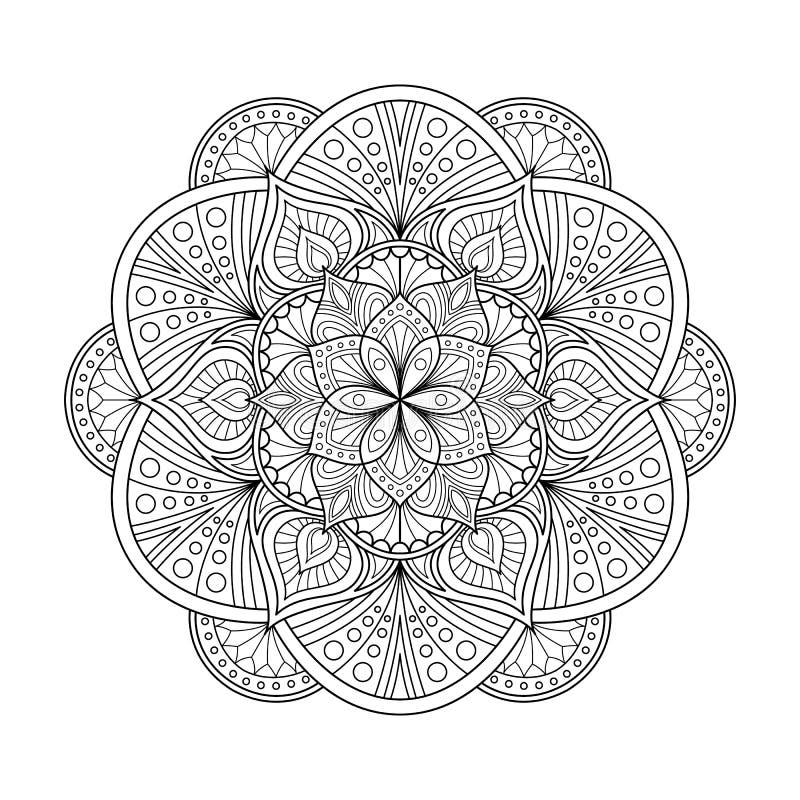 Desenho de mandala de ioga, adulto de página para colorir ou