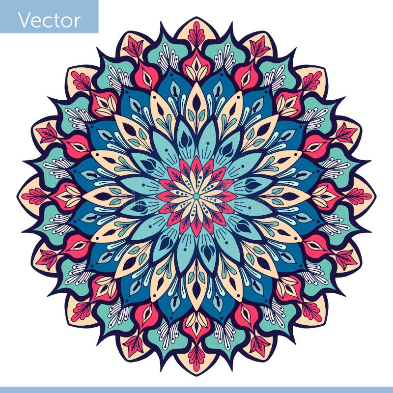 Mandala Decorativa Nel Rosa Viola E Nei Colori Blu Illustrazione Vettoriale  - Illustrazione di botanica, decorativo: 145716680