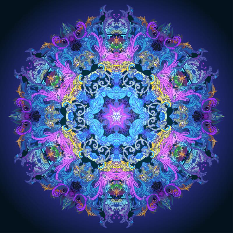 Mandala del Barroco del vintage Modelo redondo hermoso ABS dibujado mano stock de ilustración Mandala del Barroco del vintage Modelo redondo hermoso ABS dibujado mano stock de ilustración