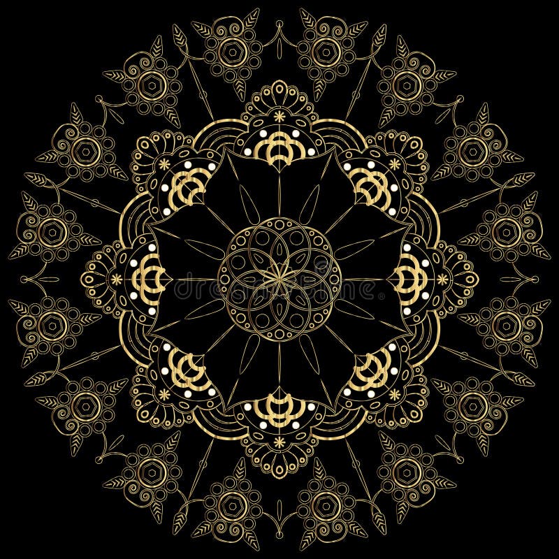 Mandala dorata del fiore Elementi decorativi dell'annata Modello orientale, illustrazione Islam, arabo, indiano, marocchino, spag