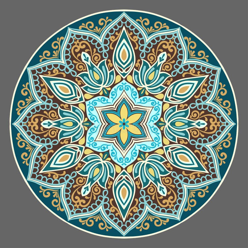 Mandala floral de turquoise foncée illustration de vecteur Mandala floral de turquoise foncée illustration de vecteur