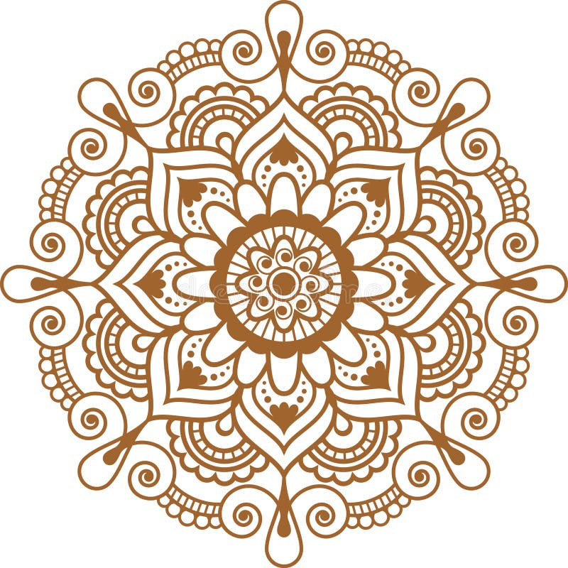 Mandala floral marrom indiana do elemento da hena de Mehndi para o tatoo ou o cartão ilustração royalty free Mandala floral marrom indiana do elemento da hena de Mehndi para o tatoo ou o cartão ilustração royalty free