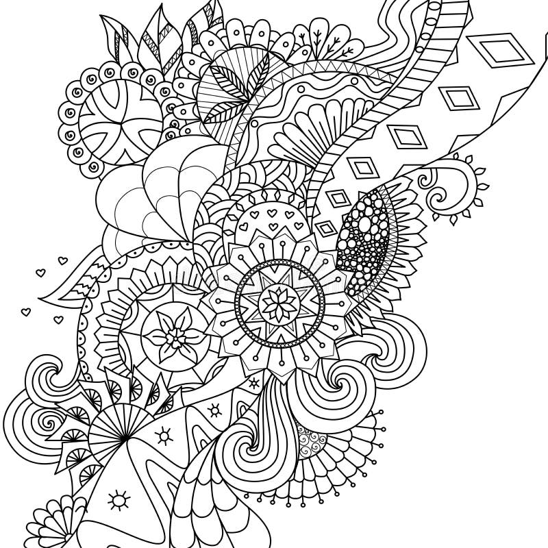 Mandala Flowers For Coloring Book For Adults Or Background
