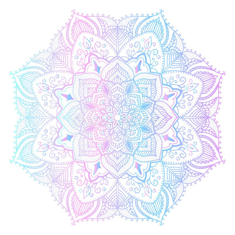 Mandala - freehand drawing. Vector illustration. Gradient, bright. stock illustration