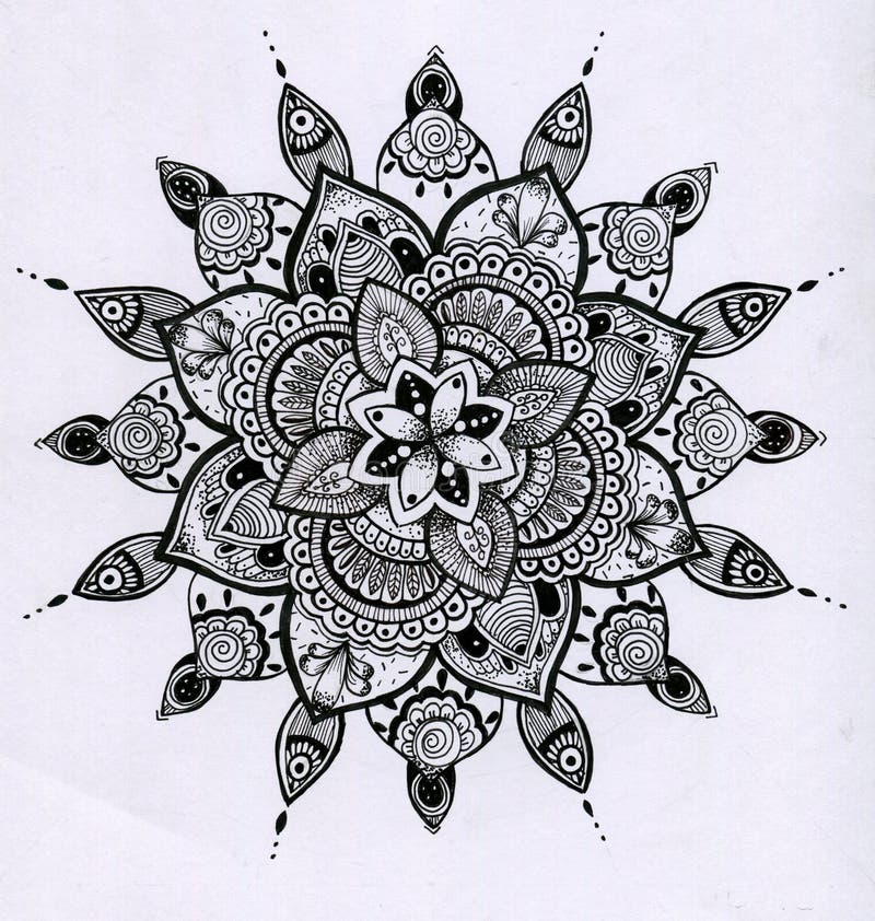 Mandala Handmade Draw with Words Stock Illustration - Illustration of ...