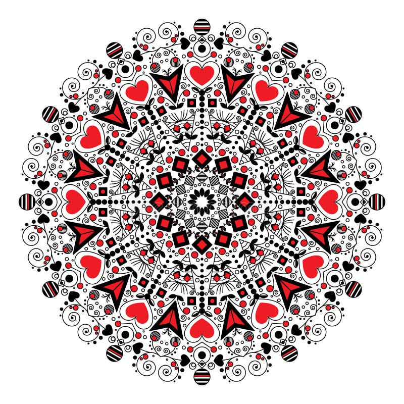 Download Mandala With Hearts For Valentine's Day. Stock Vector ...