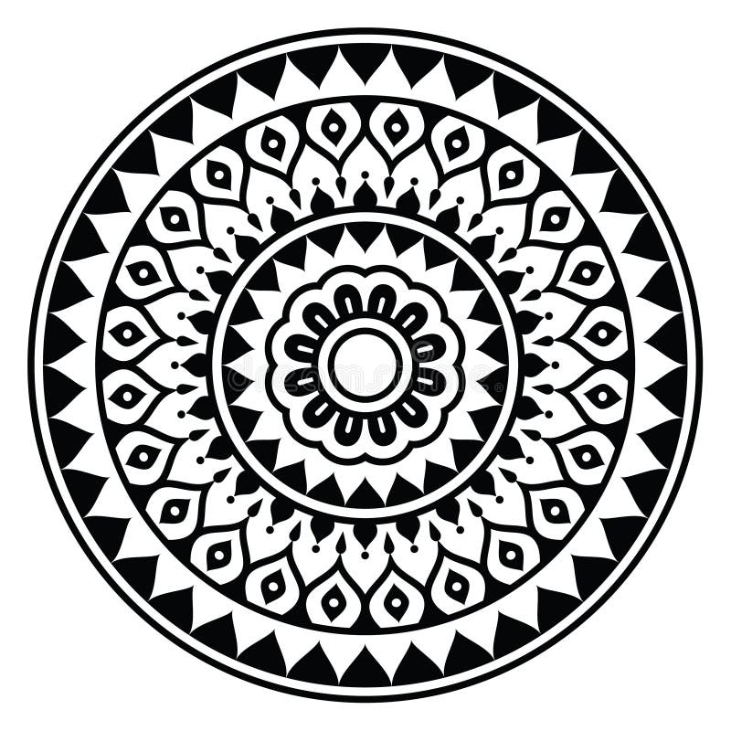 Mandala, Indian Inspired Round Geometric Pattern Stock Illustration ...